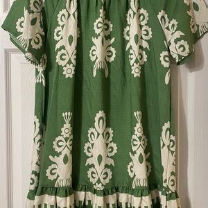SHEIN Green and White Floral Dress